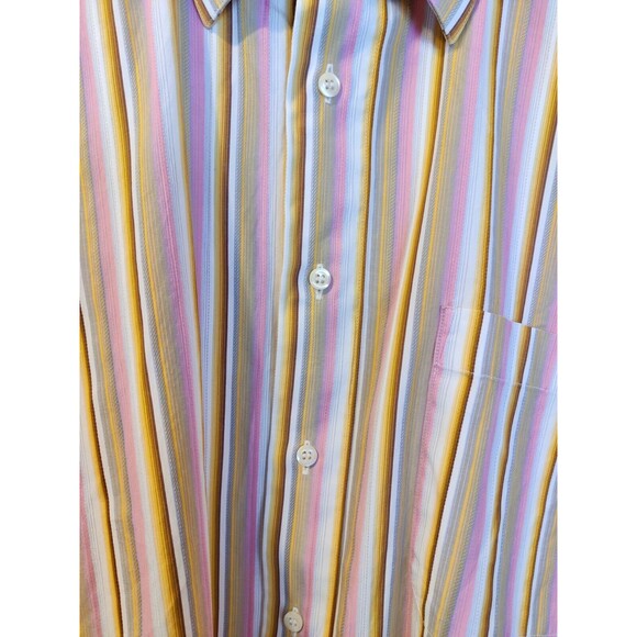 Men's St. Croix Pink Striped Long Sleeve Dress Shirt Sz L Made In Italy - Picture 2 of 10
